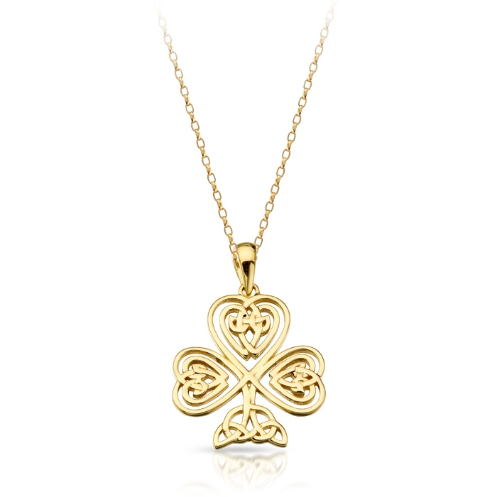 9ct Gold Shamrock Celtic Pendant - P032