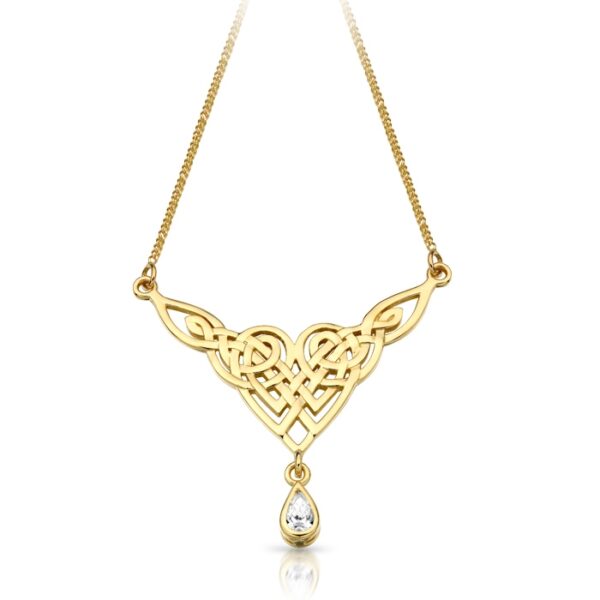 9ct Gold Necklace style Celtic Pendant hangs beautifully with sturdy chain attached - P035