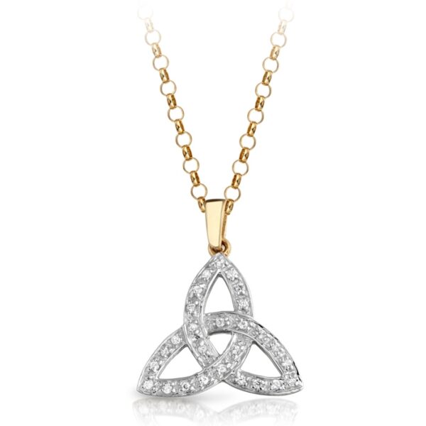 9ct Gold CZ Trinity Knot Celtic Pendant - P06