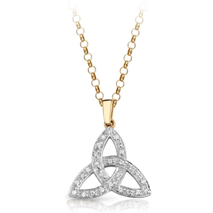 9ct Gold CZ Trinity Knot Celtic Pendant - P06