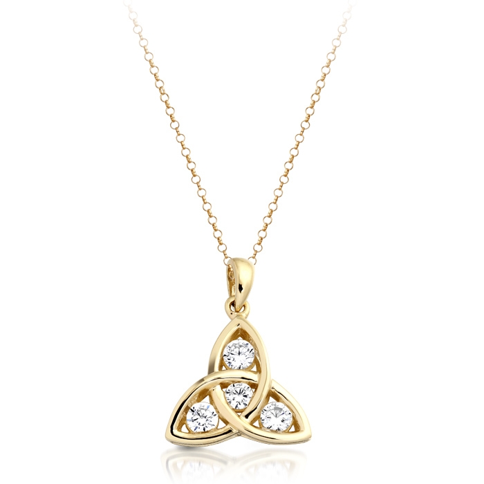 9ct Gold CZ Trinity Knot Celtic Pendant - P08