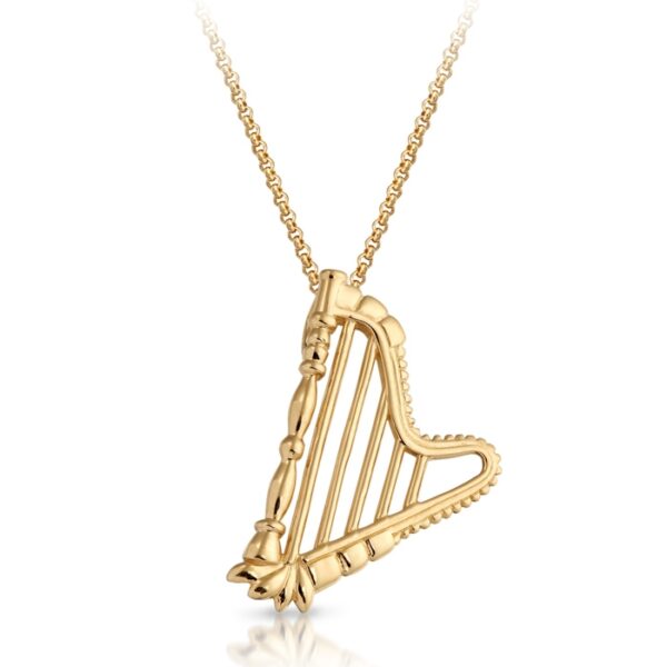 9ct Gold harp Celtic Pendant crafted by Irish Jeweller in Ireland - P17