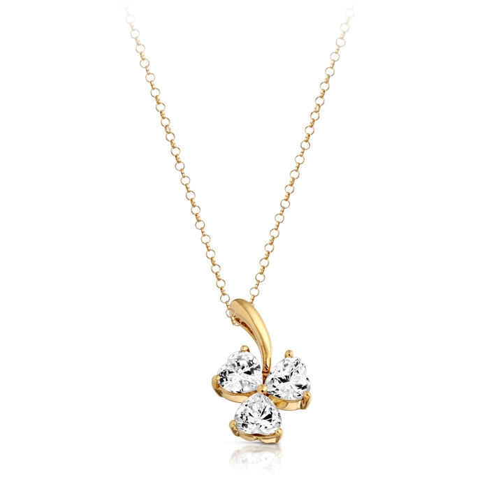 9ct Gold CZ Shamrock Pendant - P249