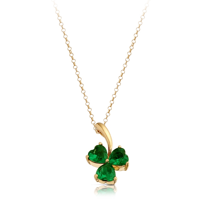 9ct Gold CZ Shamrock Pendant - P249G