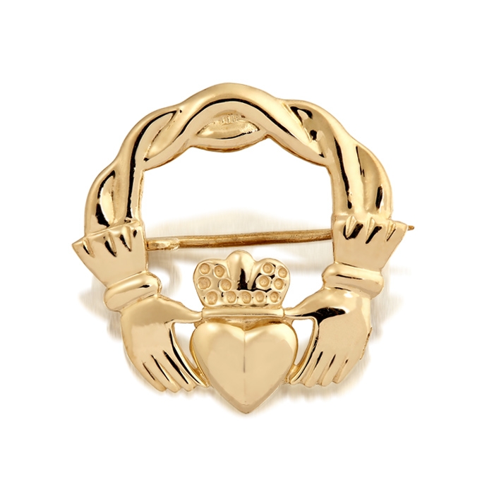 9ct Gold Claddagh Brooch - BR1