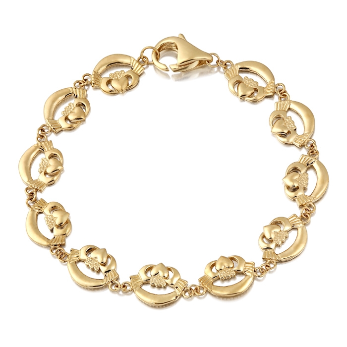 9ct Gold Claddagh Bracelet crafted in Ireland - CLB4