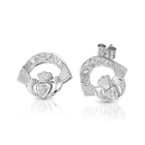 Gold Claddagh Earrings-CLEWCZ