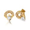 9ct Gold Claddagh Earring studded with Micro Pave CZ stone setting - E187
