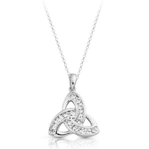 Silver Trinity Celtic Pendant studded with CZ precision set stone setting - SP012