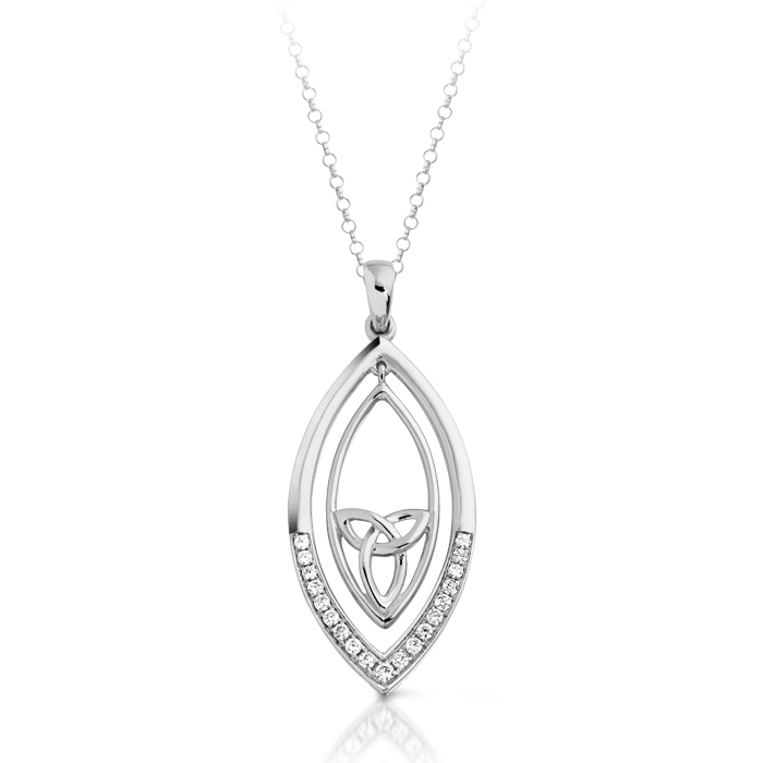 Silver Celtic Pendant with set with Micro Pavé CZ Stone Setting - SP020