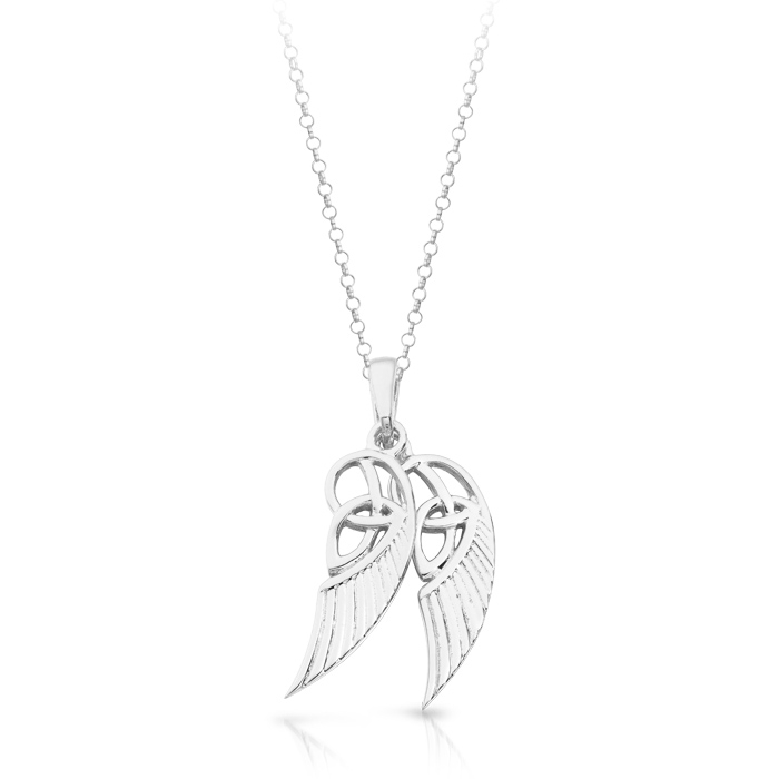 Silver Celtic Pendant with pair of Angel Wings - SP021