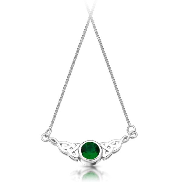 Silver Celtic Necklace studded with CZ Emerald - SP036G