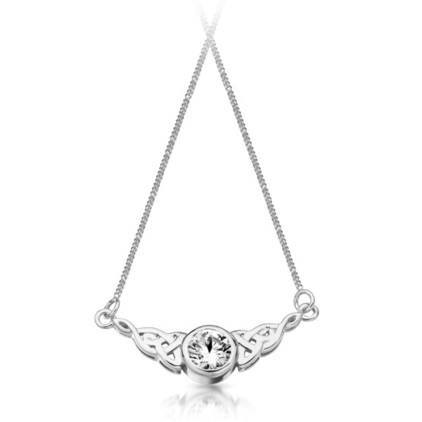 Silver CZ Celtic Necklace studded with CZ - SP036