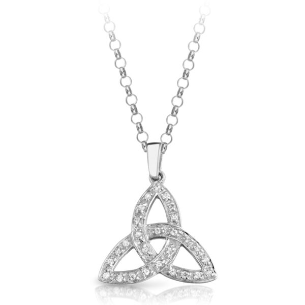 Silver Trinity Knot Celtic Pendant studded with Cubic Zirconia - SP06