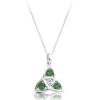Silver Trinity Celtic Pendant studded Clear CZ and Emerald Green - SP08G