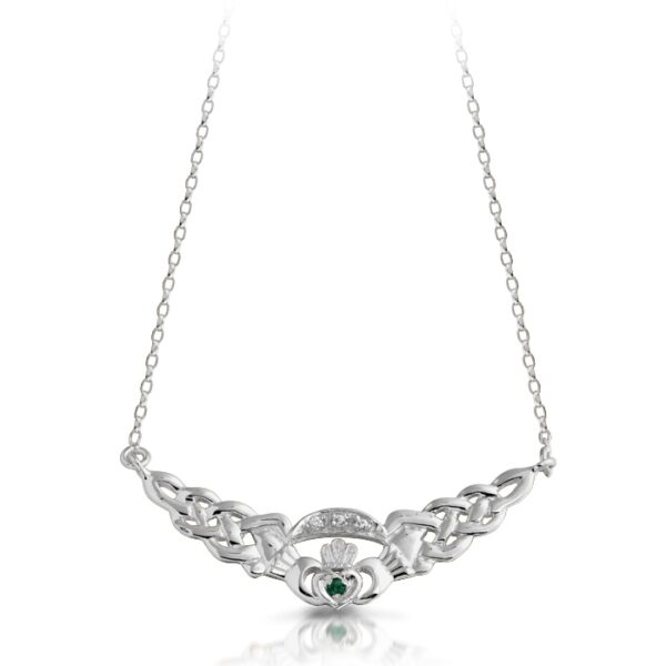 Silver Claddagh Necklace combined with Celtic Knot Design.