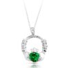 Silver Ladies Claddagh Pendant studded with Green and clear CZ - SP015S
