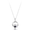 Silver CZ Sapphire Claddagh Pendant - SP130S