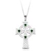 Silver Celtic Cross crafted in Ireland and set with Synthetic Emerald - SC02