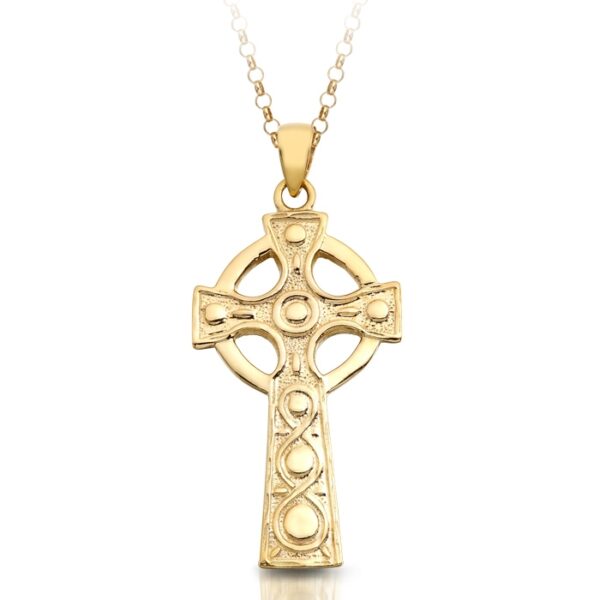 9ct Gold Celtic Cross with traditional Celtic knot work.