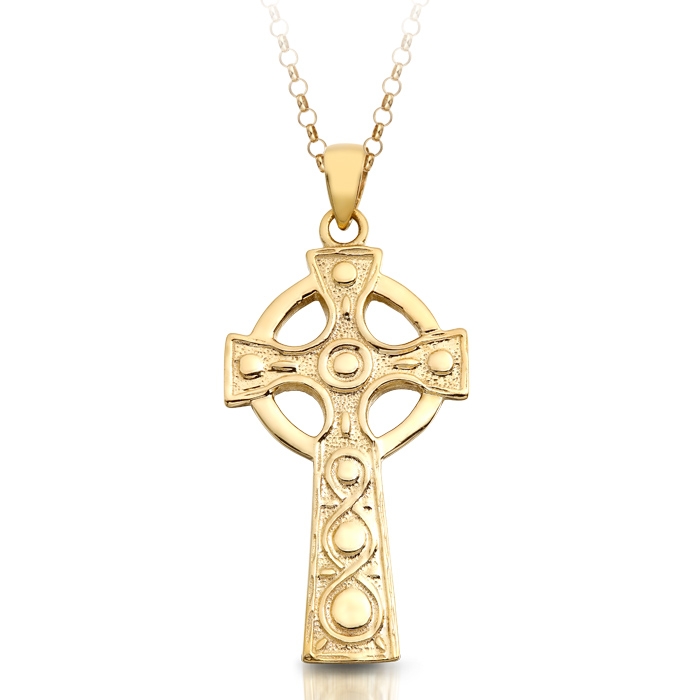 9ct Gold Celtic Cross with traditional Celtic knot work.