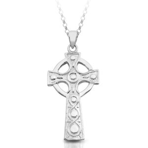 Silver Celtic Cross Pendant Made in Ireland. Stylish and sophisticated with intricate detailing and sturdy - SC136