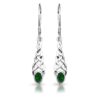 Silver Celtic Earrings studded with Oval CZ Emerald.