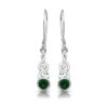 Silver Celtic Earrings studded with Round shape CZ Emerald.