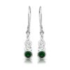 Silver Celtic Earrings studded with Round shape CZ Emerald.