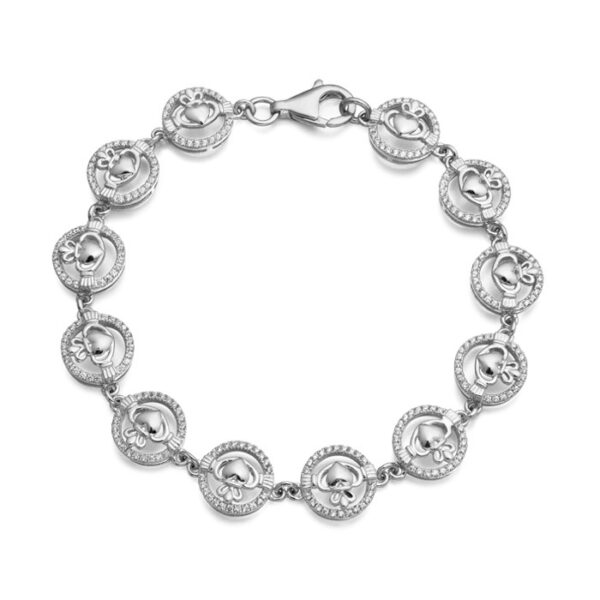 Silver Claddagh Bracelet studded with Micro Pavé CZ stone setting - SCLB31