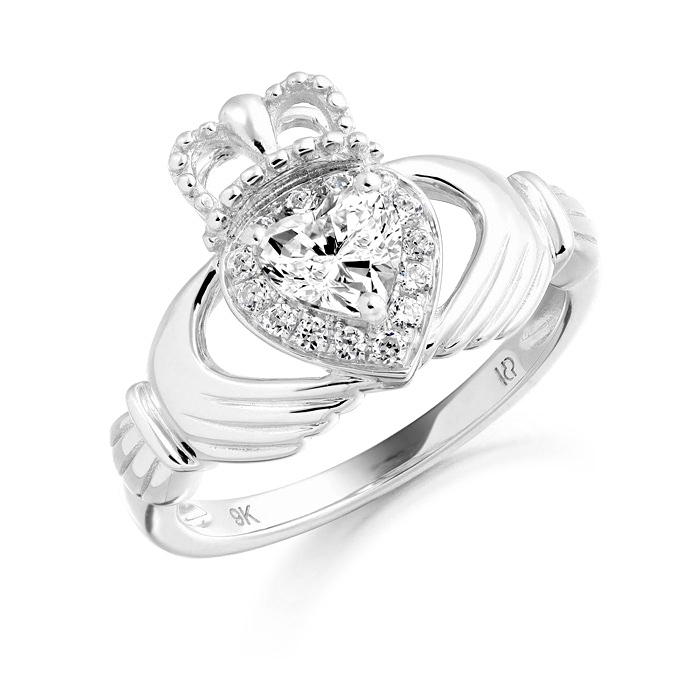 Silver Claddagh Ring. Extra beauty & outstanding smooth detailed finish with Milgrain Crown enhances Claddagh concept further - SCL28