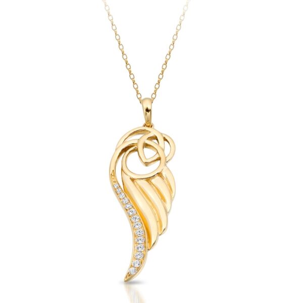 9ct Gold Angel Wing Celtic Pendant represents all symbol of purity - P046