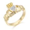 9ct Gold Claddagh Ring studded with Cubic Zirconia - CL15