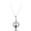 Silver Claddagh Pendant with a Heart shaped CZ Amethyst stone in the centre.