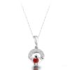 Silver Claddagh Pendant studded with Heart shape Cubic Zirconia Ruby.