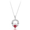 Silver CZ Claddagh Pendant with CZ Ruby set in place of the Heart.