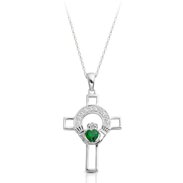 This Silver Claddagh Cross Pendant combined with Celtic Knot design - SC125G