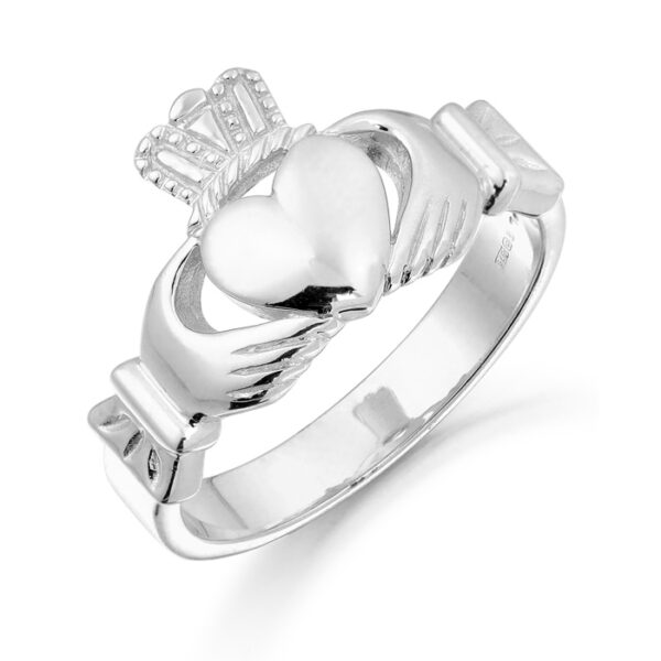 9ct White Gold Unisex Claddagh Ring - 135AW