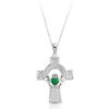 Silver Emerald Claddagh Cross Pendant combined with Celtic Knot - SC126G