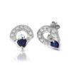 Silver Sapphire Claddagh Earrings.