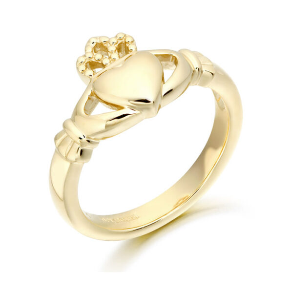 9ct Gold Ladies Claddagh Ring with Puffed Heart - CL2