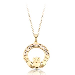 9 Carat Yellow Gold Claddagh Pendant-P025