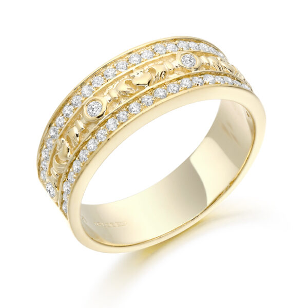 9ct Gold CZ Claddagh Wedding Band - CL17