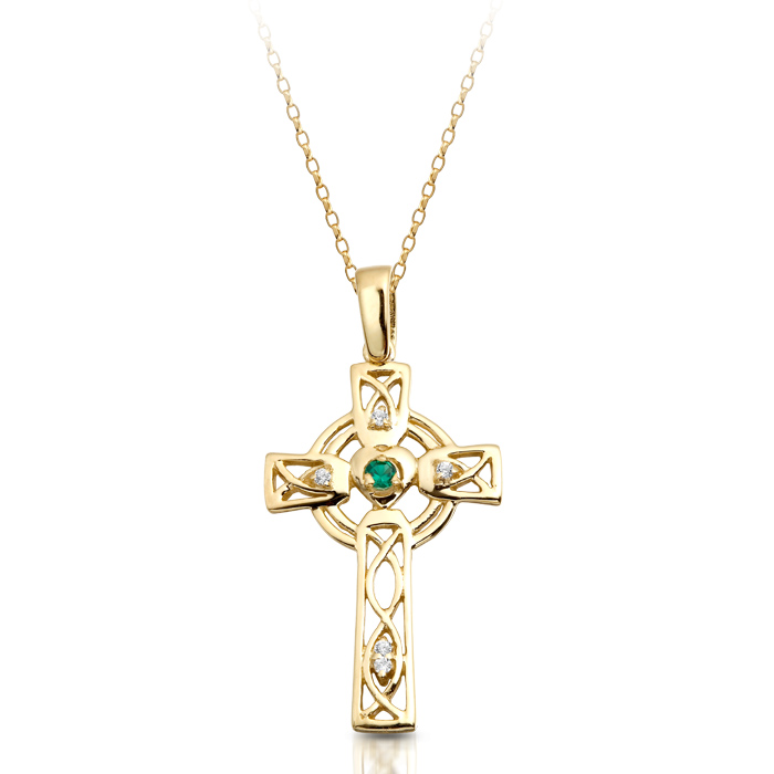 Gold Celtic Cross Pendant - C138G - C