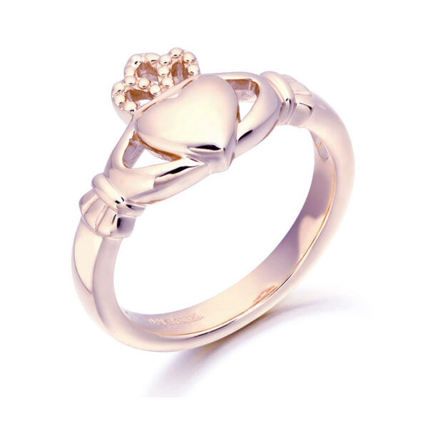 9ct Rose Gold Claddagh Ring with Puffed Heart - CL2R