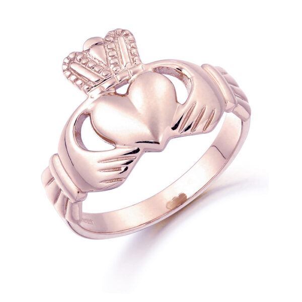 9ct Rose Gold Mens Claddagh Ring - CL7R