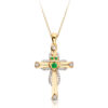 9ct Gold CZ Emerald Claddagh Cross - C140