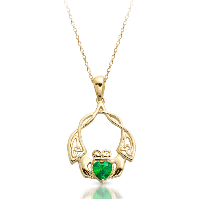 9ct Gold Claddagh Pendant with Celtic Knot Design - P049