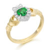 18ct Gold Diamond and Emerald Claddagh Ring