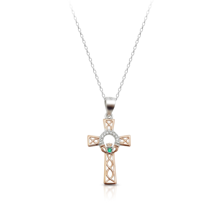 Silver Claddagh Cross with Celtic Knot